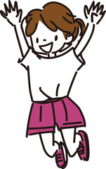 元気にジャンプする女の子のイラスト