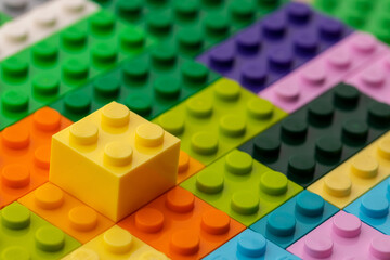 Details of children's plastic building kit close up