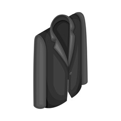 Black Jacket with Long Sleeves as Clothing or Apparel Item Made of Fabric Isometric Vector Illustration