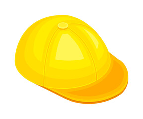 Yellow Baseball Cap as Clothing or Apparel Item Made of Fabric Isometric Vector Illustration