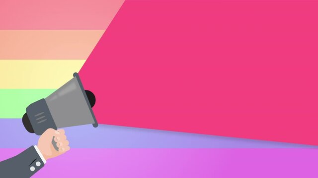 M&eacute;gaphone, lgbt, communication, vague, animation, marketing, m&eacute;ga, micro, publicit&eacute;, parler, expression, informations, protester, activiste, hurler, son, crier, cri, parole, r&eacute;clame, m&eacute;gaphone, radio,