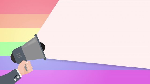 M&eacute;gaphone, lgbt, communication, vague, animation, marketing, m&eacute;ga, micro, publicit&eacute;, parler, expression, informations, protester, activiste, hurler, son, crier, cri, parole, r&eacute;clame, m&eacute;gaphone, radio,