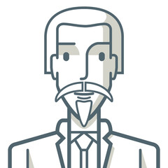Avatar of a man with a mustache. Illustration of a young man drawn with simple lines.