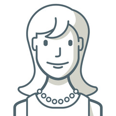 Avatar of a woman with necklace. Illustration of a young woman drawn with simple lines.