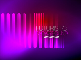 Bright neon color techno abstract background, shiny glowing neon lines in the dark background