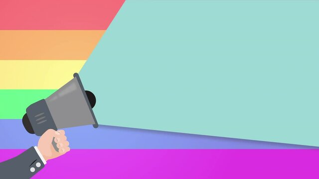 M&eacute;gaphone, lgbt, communication, vague, animation, marketing, m&eacute;ga, micro, publicit&eacute;, parler, expression, informations, protester, activiste, hurler, son, crier, cri, parole, r&eacute;clame, m&eacute;gaphone, radio,