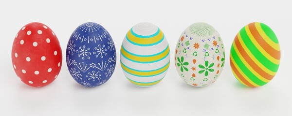 Realistic 3D Render of Easter Eggs