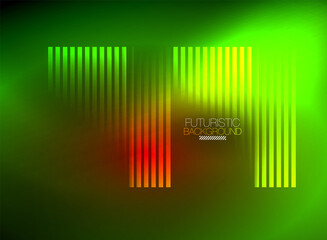 Bright neon color techno abstract background, shiny glowing neon lines in the dark background