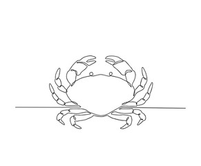 Continuous line art drawing of crab. Minimalist black outline art crab isolated on white background. © Line addict