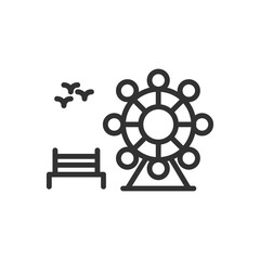 Obraz premium park icon vector ,bench ,tree ,ferris whee