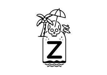 Black line art illustration of skull beach with Z initial letter