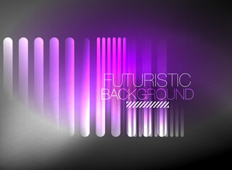 Bright neon color techno abstract background, shiny glowing neon lines in the dark background