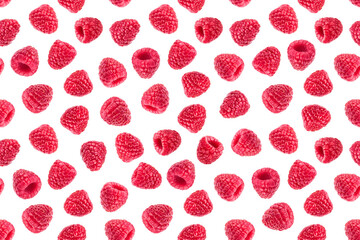 Raspberry isolated on white background. Seamless pattern