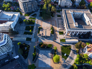 Aerial view of the city center of Burgas, Bulgaria