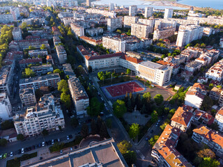 Aerial view of the city center of Burgas, Bulgaria