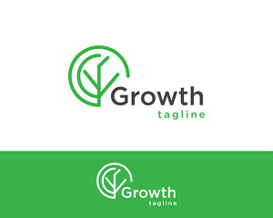growth creative line logo design symbol