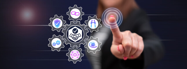 Woman touching a trust concept