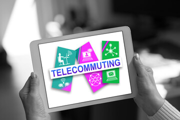 Telecommuting concept on a tablet