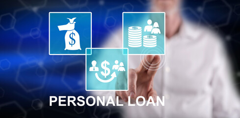 Man touching a personal loan concept