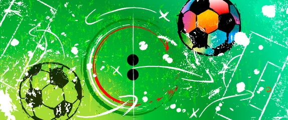 Foto auf Acrylglas soccer or football design template, mockup for the great soccer event, free copy space, vector © Kirsten Hinte