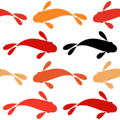Chinese or Japanese seamless pattern Koi. Carp. Hand-drawn fish design. Textile. Vector illustration for web design or print.