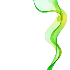 Abstract green wavy lines. Colorful vector background. smoke Transparent green wave