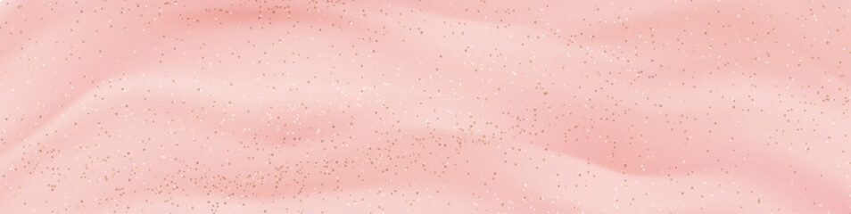 Pink background glittering light effect. Pink, rose, nude banner with glitter sparkle. Rose gold glitter background for design template for banner, card, cover, web, flyer, poster. Vector EPS10