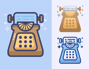 Typewriter cartoon vector isolated icon Illustration
