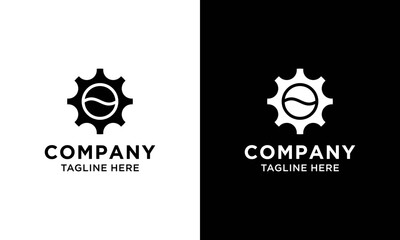 gear and coffee beans logo.  industrial logo design template