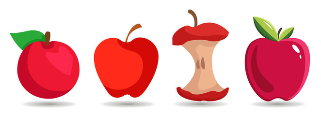 apple vector clip art set. red apple clip art, apple core clip art.