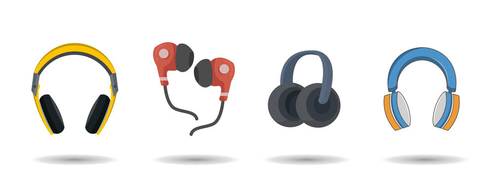 Headphone vector clip art set, earplugs. Headphone vector clip art set, earplugs. Headphone vector clip art set, earplugs.