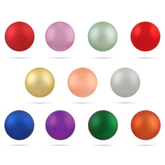 Set of realistic pearls of different color isolated on the white background. 3d illustration. eps 10