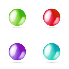 Set of realistic pearls of different color isolated on the white background. 3d illustration. eps 10