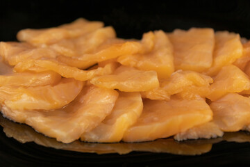 Delicious slices of lightly salted salmon