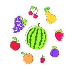 fruit  vegetables set vector vegetarian healthy