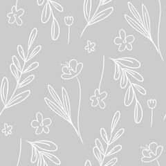 Stylized Plants Seamless Pattern.
