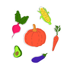 fruit  vegetables set vector vegetarian healthy