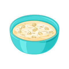 Oatmeal porridge in a plate on a white background. Healthy food for breakfast. Vector illustration in the cartoon style. Vector illustration