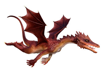 3D Rendering Fairy Tale Dragon on White