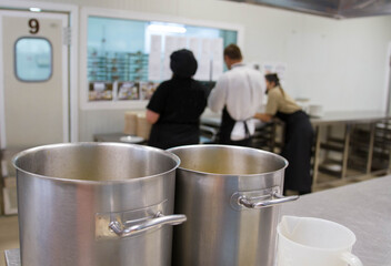 Scenes of real teamwork by great Spanish professionals of gourmet haute cuisine for social events