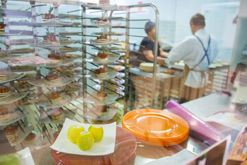 Elaboration of design dishes. Scenes of real teamwork by great Spanish professionals of gourmet haute cuisine for social events