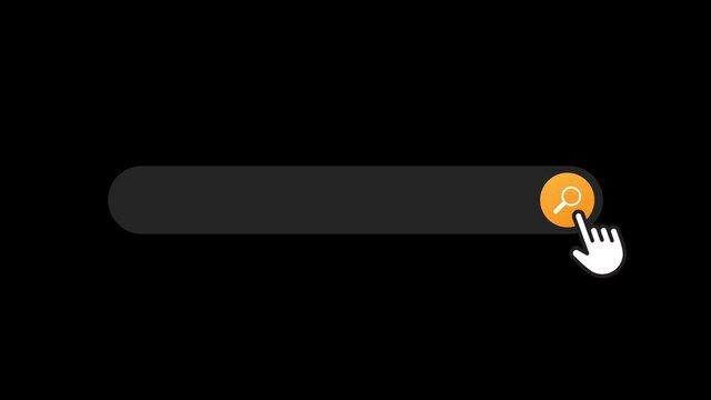 Alpha channel Search button. Hand cursor click 4k animation vector footage