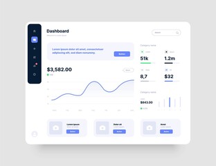 Dashboard Design. App interface with UI and UX elements. Use design for web application, desktop app or website.