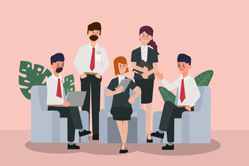 Business People seminar with professional and office teamwork business meeting.