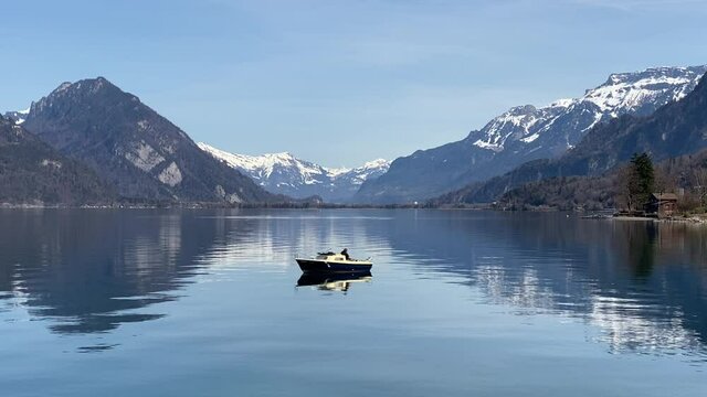 Boat on a mountain lake