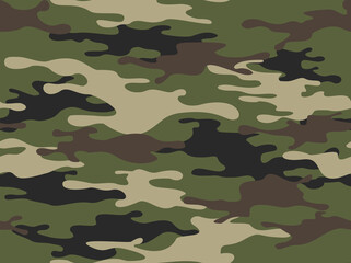 Fototapeta premium Camouflage seamless pattern from spots. Military texture. Abstract camo. Print on fabric and clothes. For hunting and fishing Vector illustration.