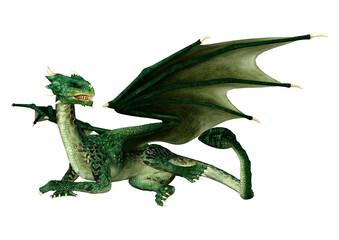 Fototapeta premium 3D Rendering Fairy Tale Dragon on White