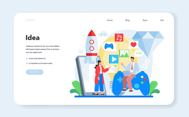 Mobile app development web banner or landing page. Modern technology