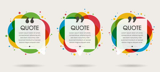 Quote bubbles, Quote frames templates set. Text in brackets, citation empty speech bubbles, Textbox isolated and shadow background, Vector illustration EPS.10