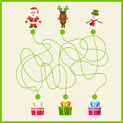 Christmas maze. Kids mini game for development.